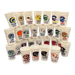 Vintage NFL Football Cups Lot 28 Teams Super Bowl XXVII Miller Lite Complete Set